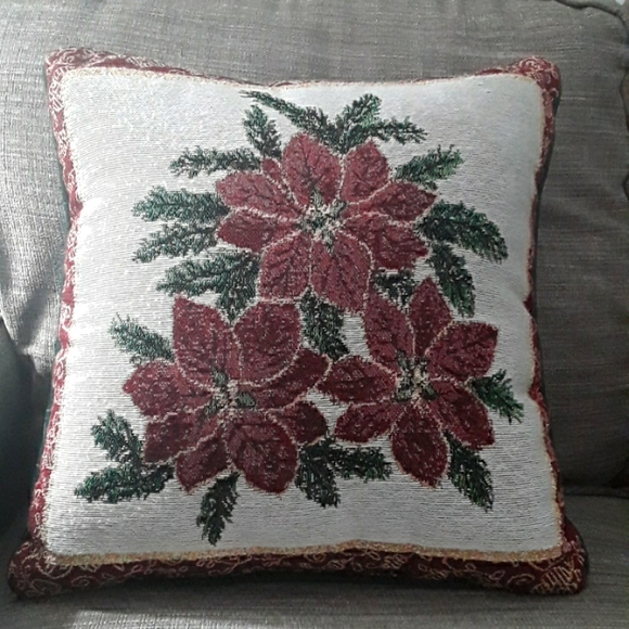 Kohl's Christmas Poinsettia Tapestry Pillow - Picture 1 of 6